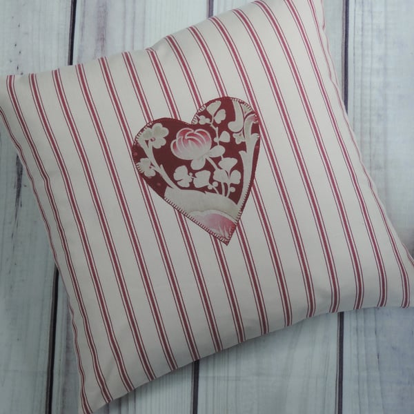 Vintage Fabric Heart Cushion