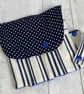Travel cutlery roll with cutlery. Blue with dogs, spots and stripes - Image 4