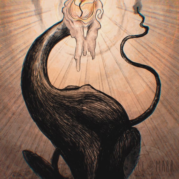 A4 Candlehead Cat high quality art print, digital pen and Ink