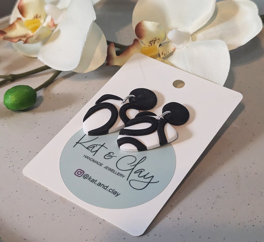 Black and White Abstract Earrings