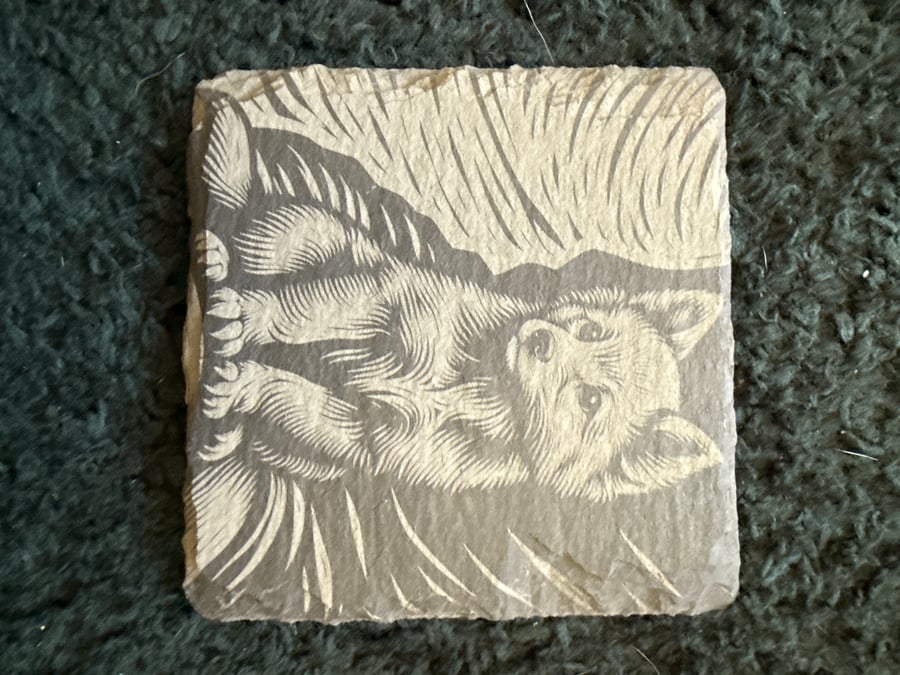 Etched Slate Dog Coasters: Individually or as a Complete Set