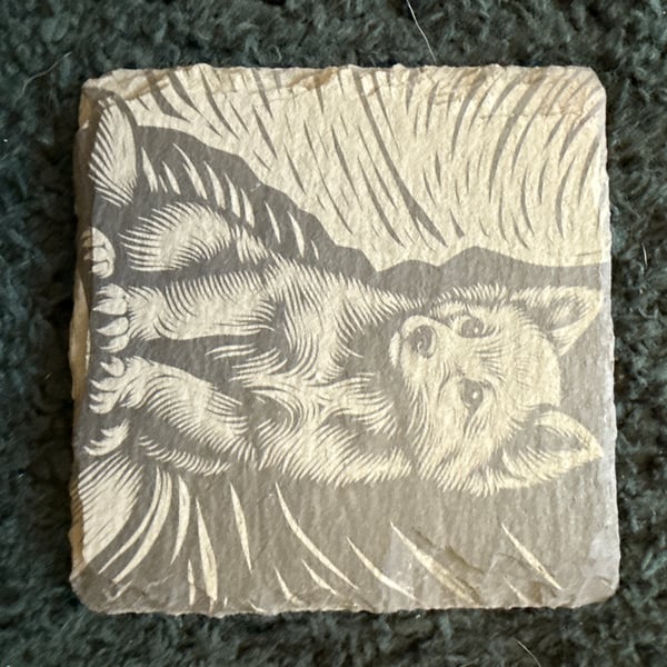 Etched Slate Dog Coasters: Individually or as a Complete Set