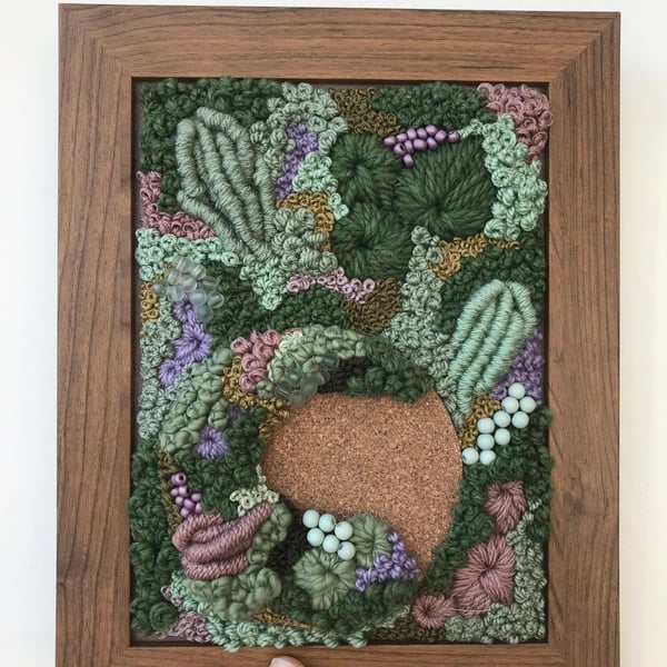 Secret garden a  framed embroidery art piece 