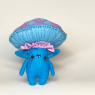 Blue Mushroom Felt Art Doll 