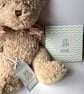 Handmade Pearl shimmer Aquamarine baby card with matching gift tag