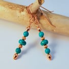 Real Turquoise & Copper Earrings - December Birthday, Anniversary, Gifts For Her