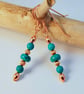 Real Turquoise & Copper Earrings - December Birthday, Anniversary, Gifts For Her