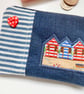 Coin purse with beach huts and red heart button - Image 2