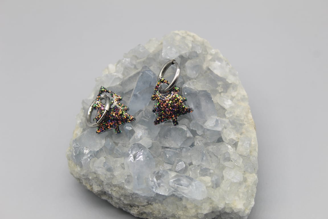 Christmas Tree Earrings, Christmas Jewellery, Sparkly Christmas Gift for Her