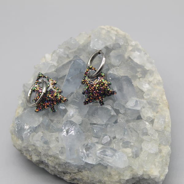 Christmas Tree Earrings, Christmas Jewellery, Sparkly Christmas Gift for Her
