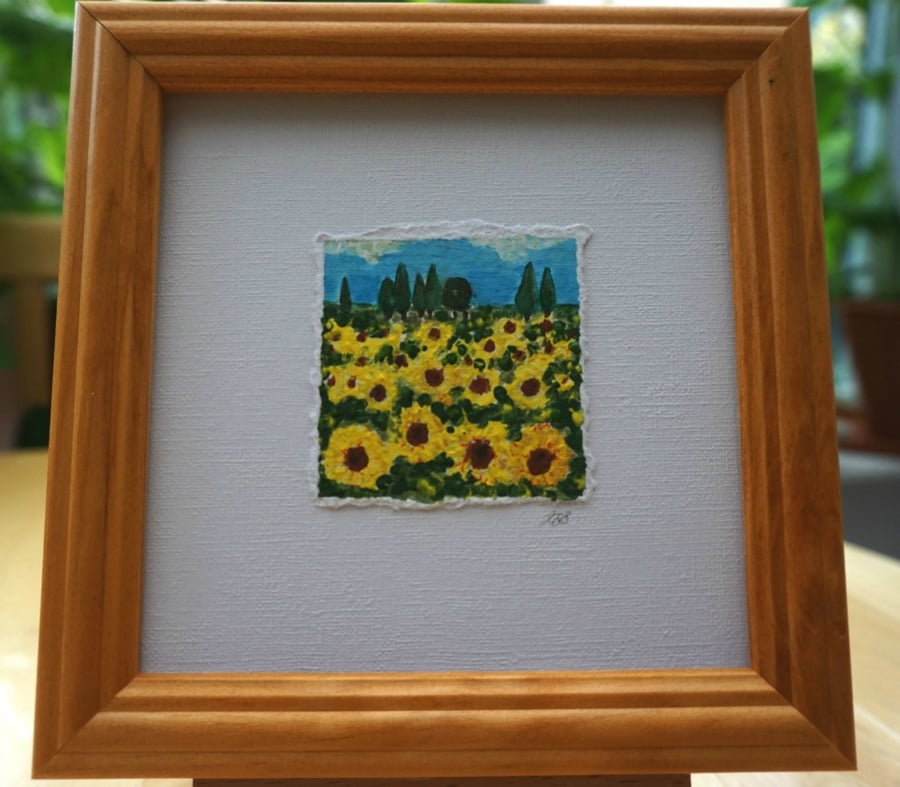Miniature Acrylic Sunflower Painting
