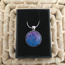 Round Tri-Coloured Pendant in Lavender, Lilac and Blue