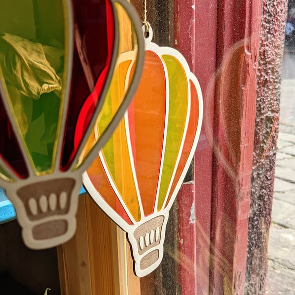 Colourful Hot Air Balloon Window Hanging, Laser Cut 