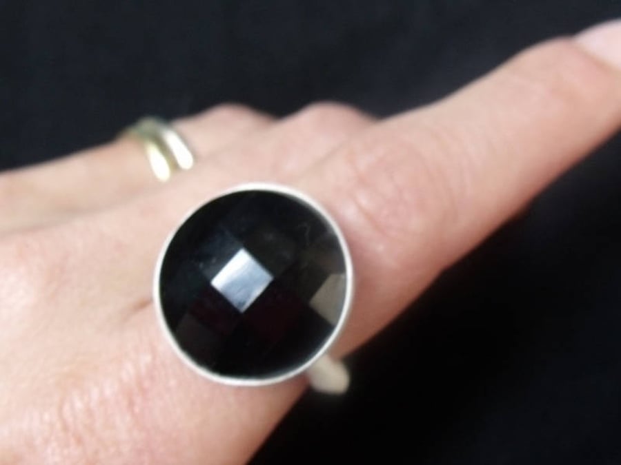 Large Black Onyx Ring – Handmade Sterling Silver Statement Jewellery