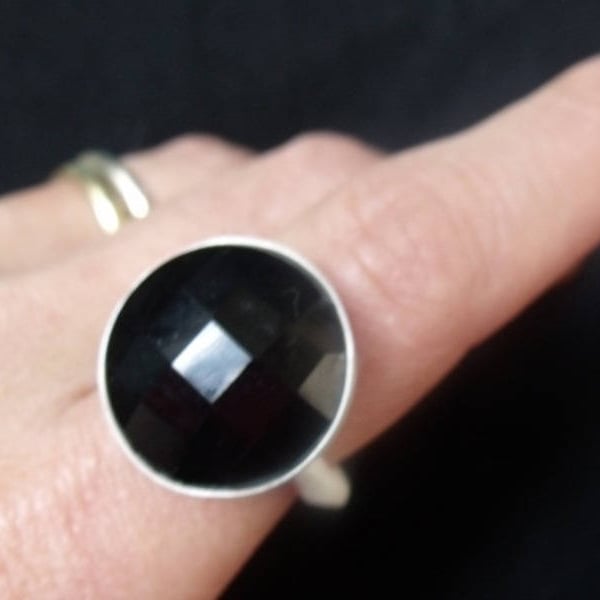 Large Black Onyx Ring – Handmade Sterling Silver Statement Jewellery