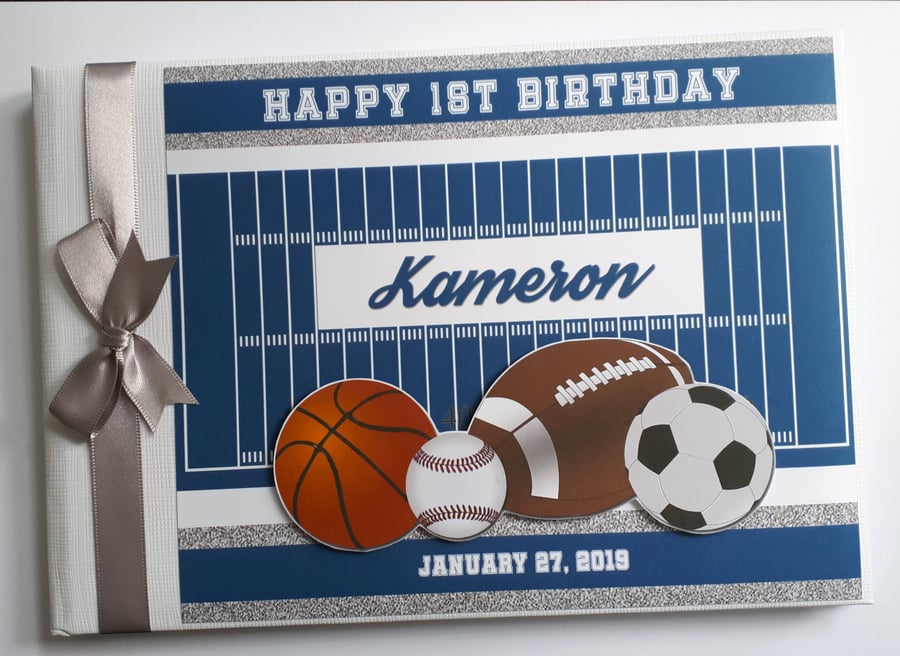Sports Birthday Guest book,All Star Sports boys birthday guest book, gift