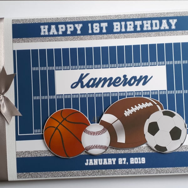 Sports Birthday Guest book,All Star Sports boys birthday guest book, gift
