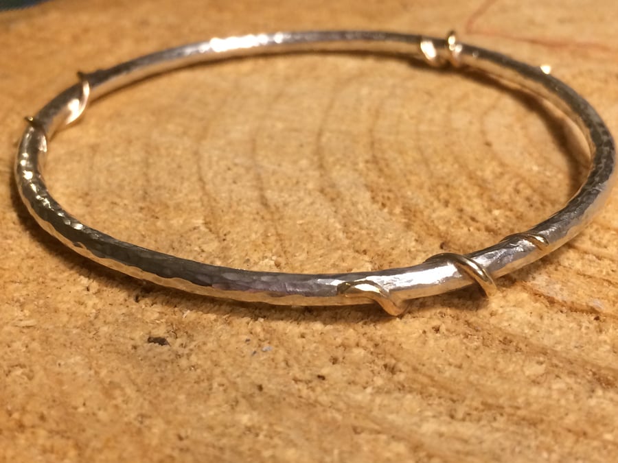 Eve Bangle - Sterling Silver & 9ct gold. Hallmarked.  