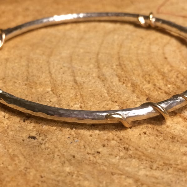Eve Bangle - Sterling Silver & 9ct gold. Hallmarked.  