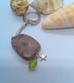 Brown Mottled Jasper Key Ring with Star Charm and Green Bead, Teacher's Gift - Image 6