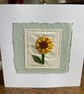Sunflower, hand embroidered keepsake card - Image 4