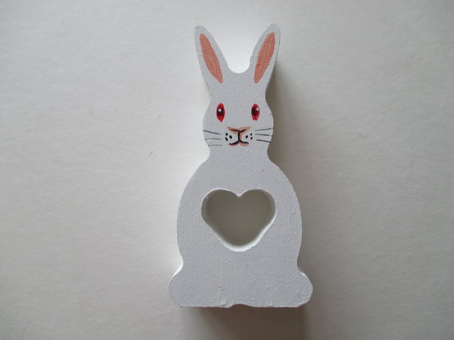 Bunny Rabbit Small Wooden Ornament Home Decoration White