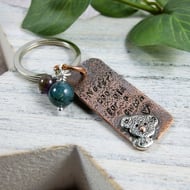 Keyring, Copper and Sterling Silver Cuddly Bear Bag Charm