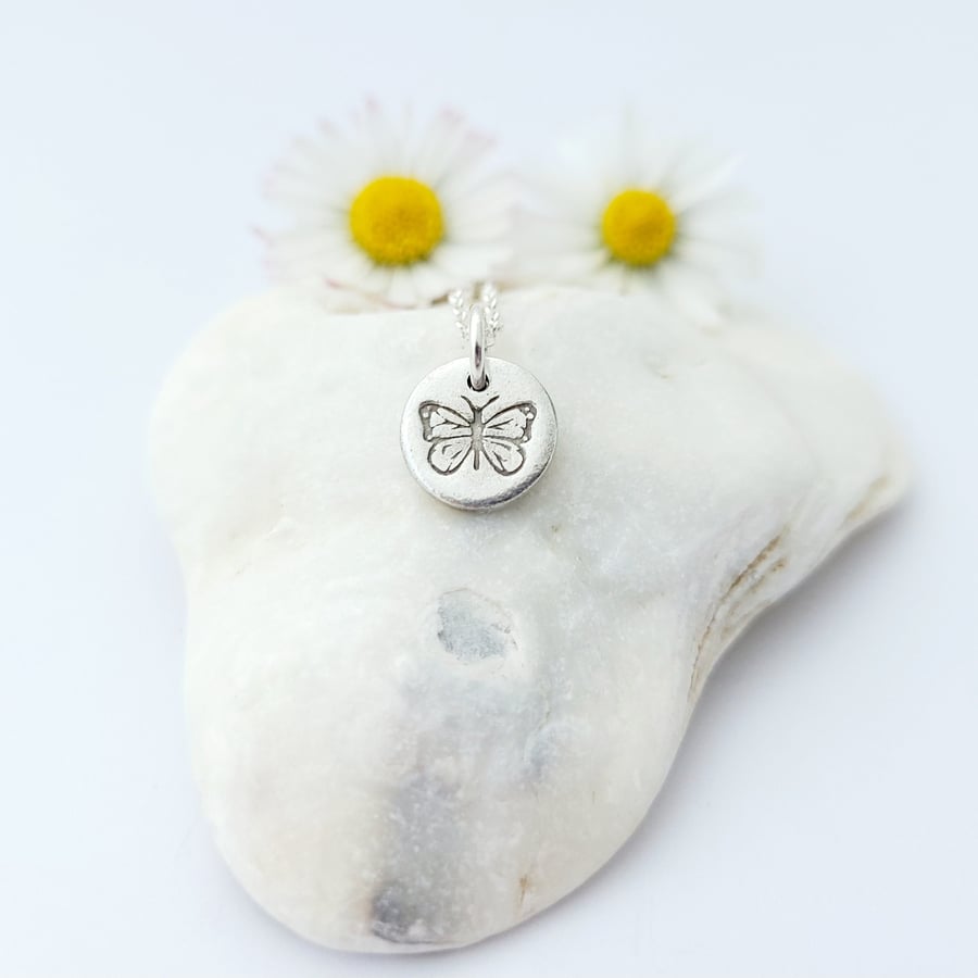 Tiny sterling silver Butterfly Necklace