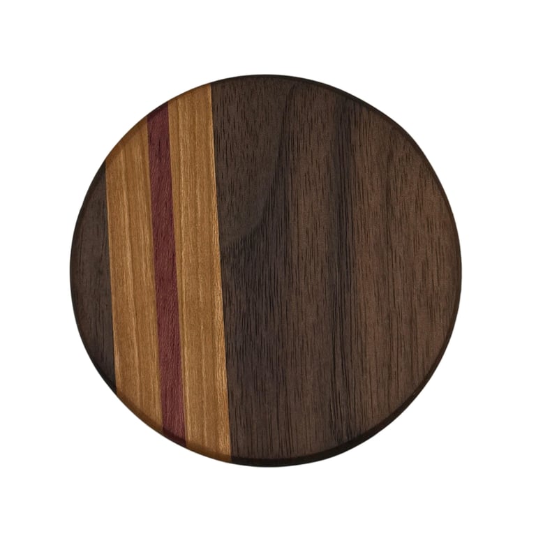 Coasters - Round Walnut, Cherry & Purple Heart