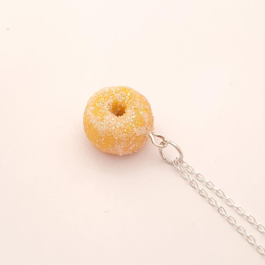 Sugar Donut Necklace Cute Miniature Food Ring Donut Jewellery Gift For Her