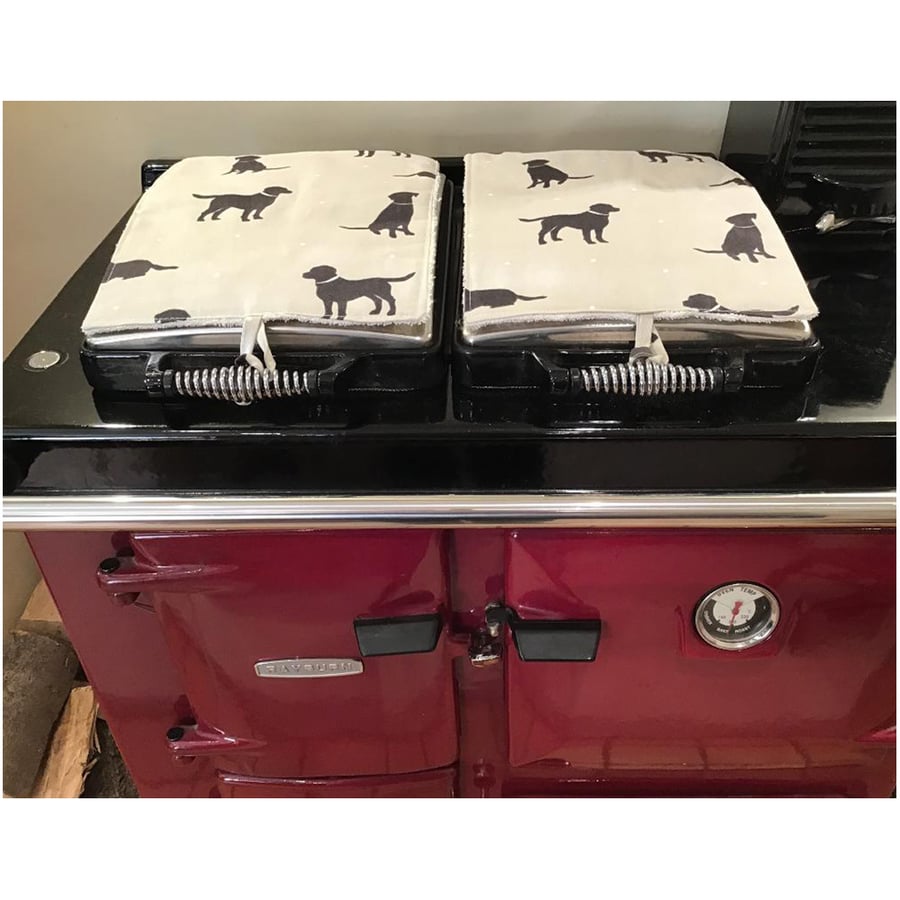 Pair of Dog Rayburn 200 400 Hob Lid Mat Covers 2 x Labrador Cover