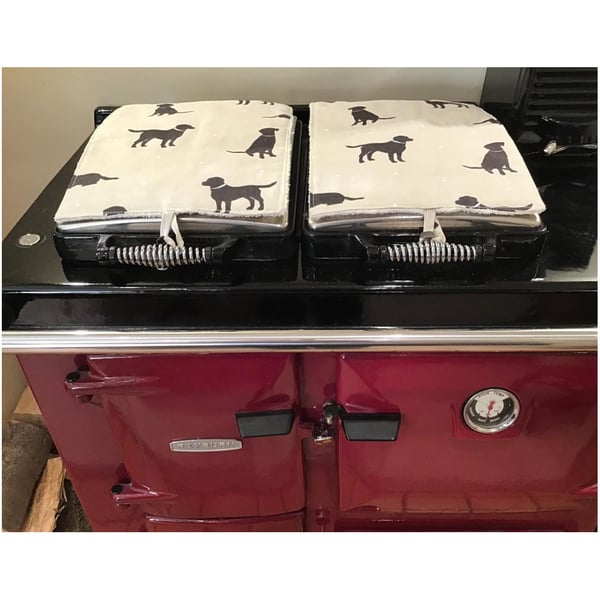 Pair of Dog Rayburn 200 400 Hob Lid Mat Covers 2 x Labrador Cover