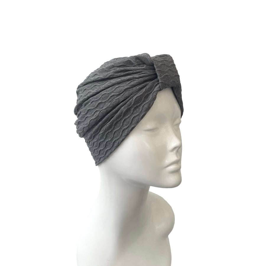 Grey Women's Turban Hat for Hair Loss, Turban Head Wrap, Cancer Hat