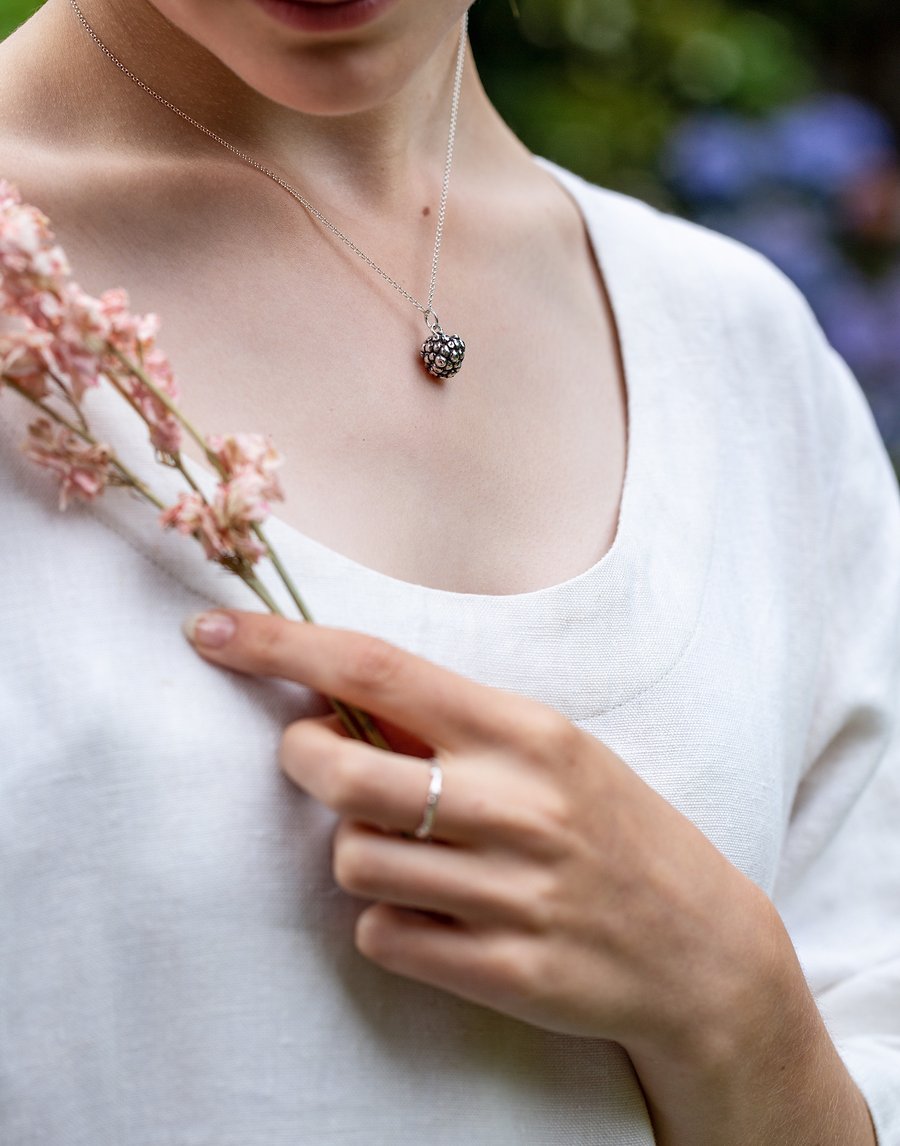 Sterling Silver Blackberry Necklace - Autumn Jewellery