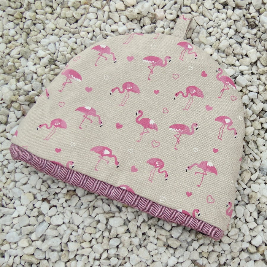 Flamingos.  A tea cosy, size large.  To fit a 4 - 5 cup teapot.