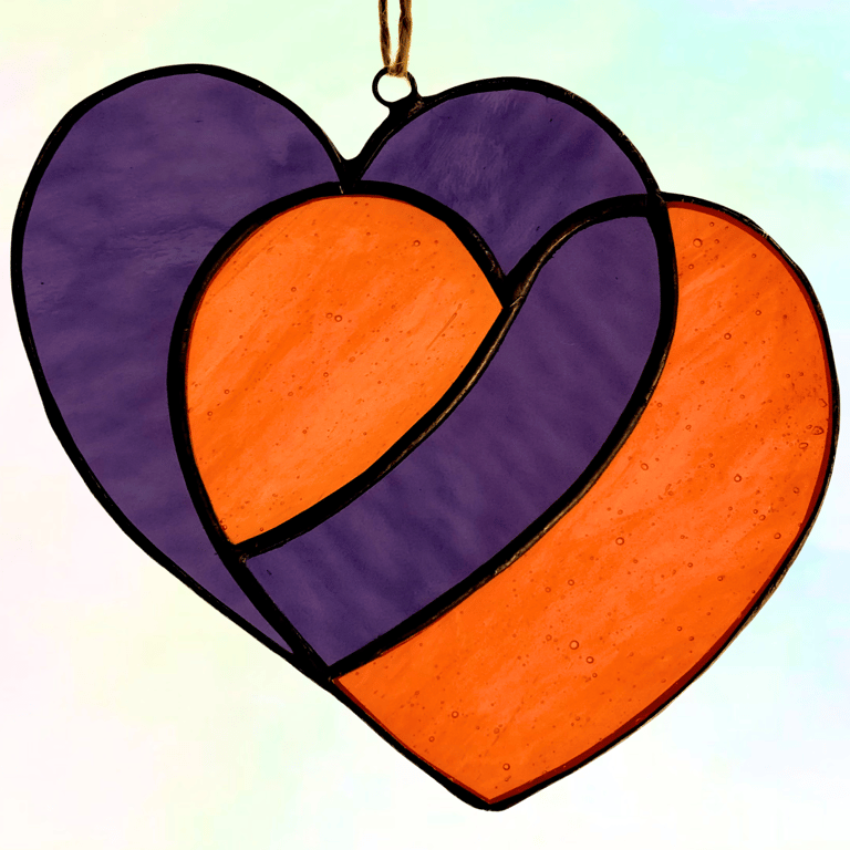 Hearts Entwined - Stained Glass Suncatcher - Choose Your Colours!