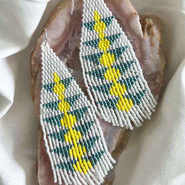 Handmade Beaded Fringe Earrings