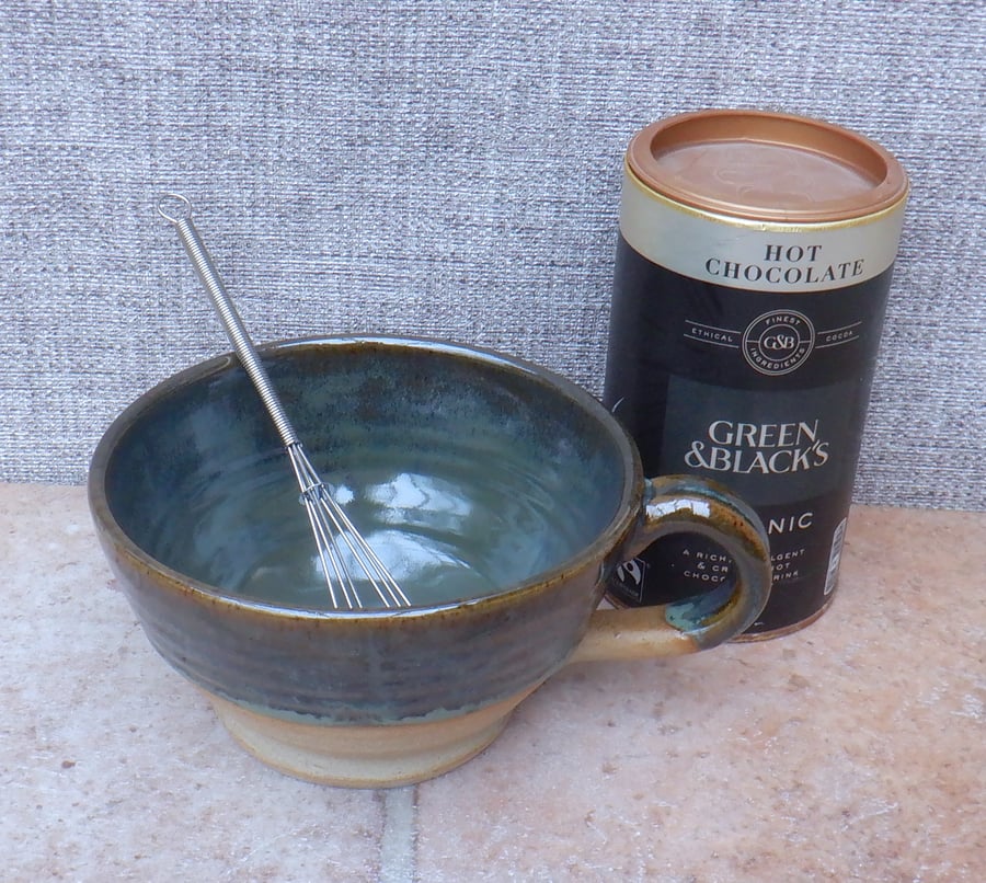 Hot chocolate soup mug bowl wheelthrown stoneware pottery ceramic hand thrown 