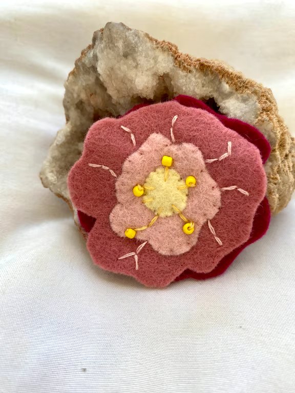 Large Felt Peony Hair Clip – Handmade Pink Flower Hair Accessory