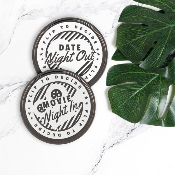 Date Night Flip Coin - Movie: Fun and Romantic Keepsake, Engraved Decision Coin 