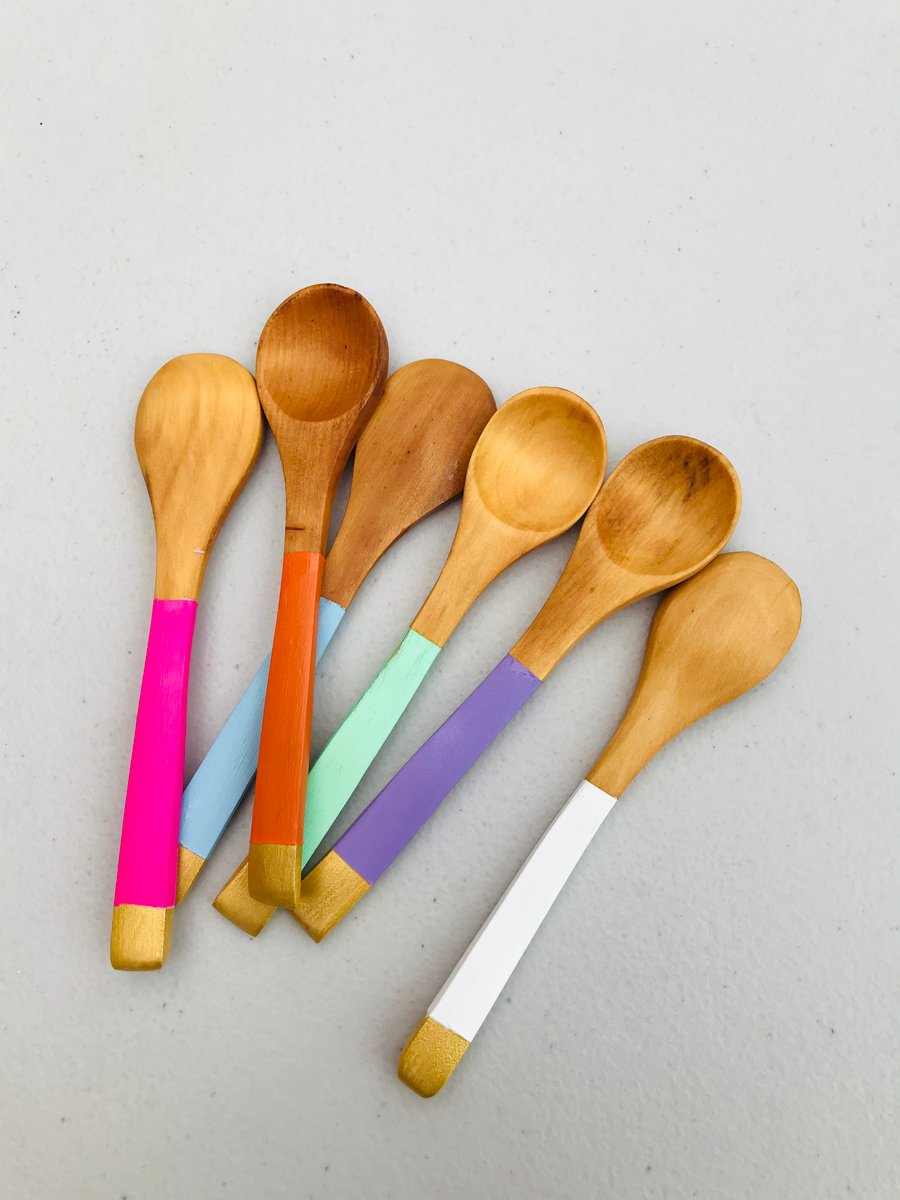 Hand painted wooden teaspoons 