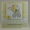 Handmade, gender neutral, new baby card - baby in pram