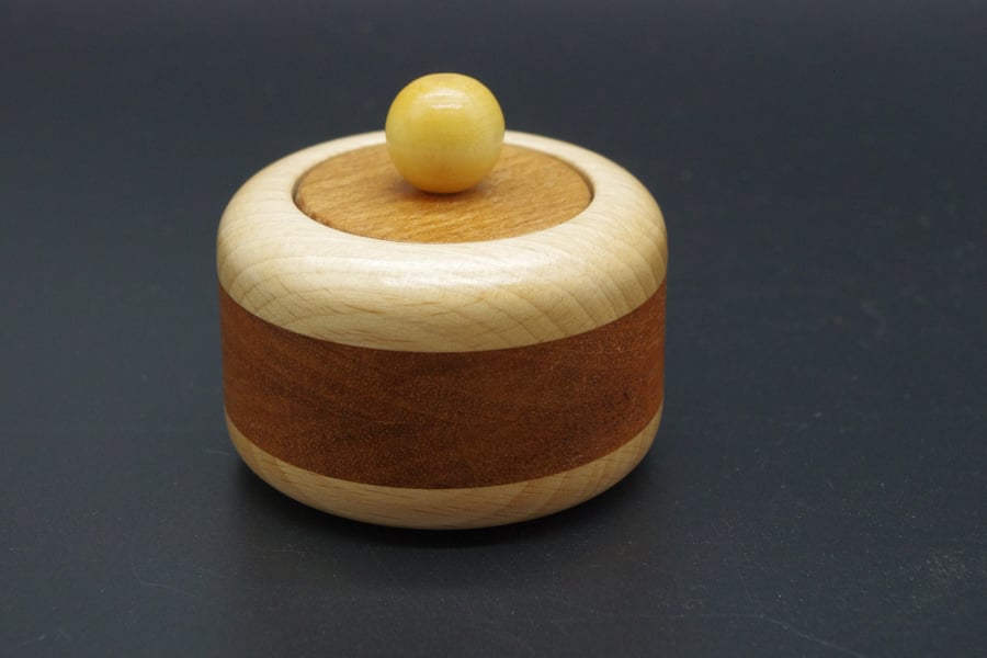 Small Wooden Trinket Ring Box. Handmade. Recycled South American Mahogany