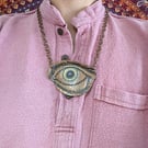 Statement Repoussé Eye Pendant on Copper Chain