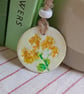 Alchemilla Mollis clay imprinted and hand painted gift tag