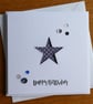 Navy Blue and White Polka Dot Star Aperture Birthday Card