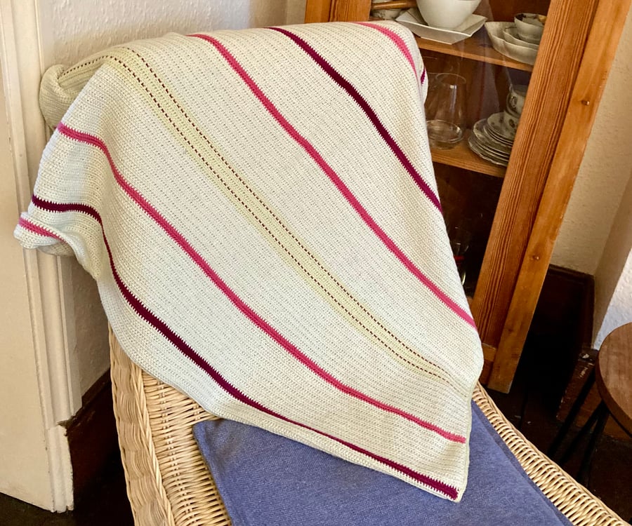Crochet Afghan blanket made from pure cotton yarn 