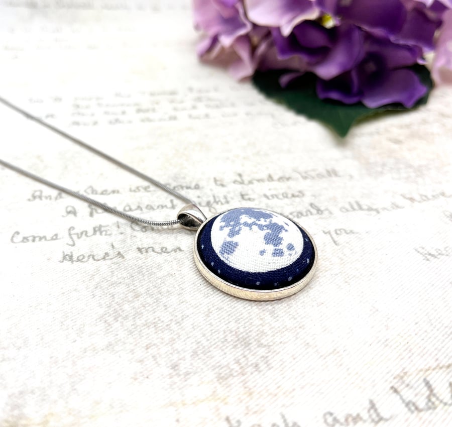 Glow in the Dark Moon Pendant Necklace Unique Celestial Jewellery