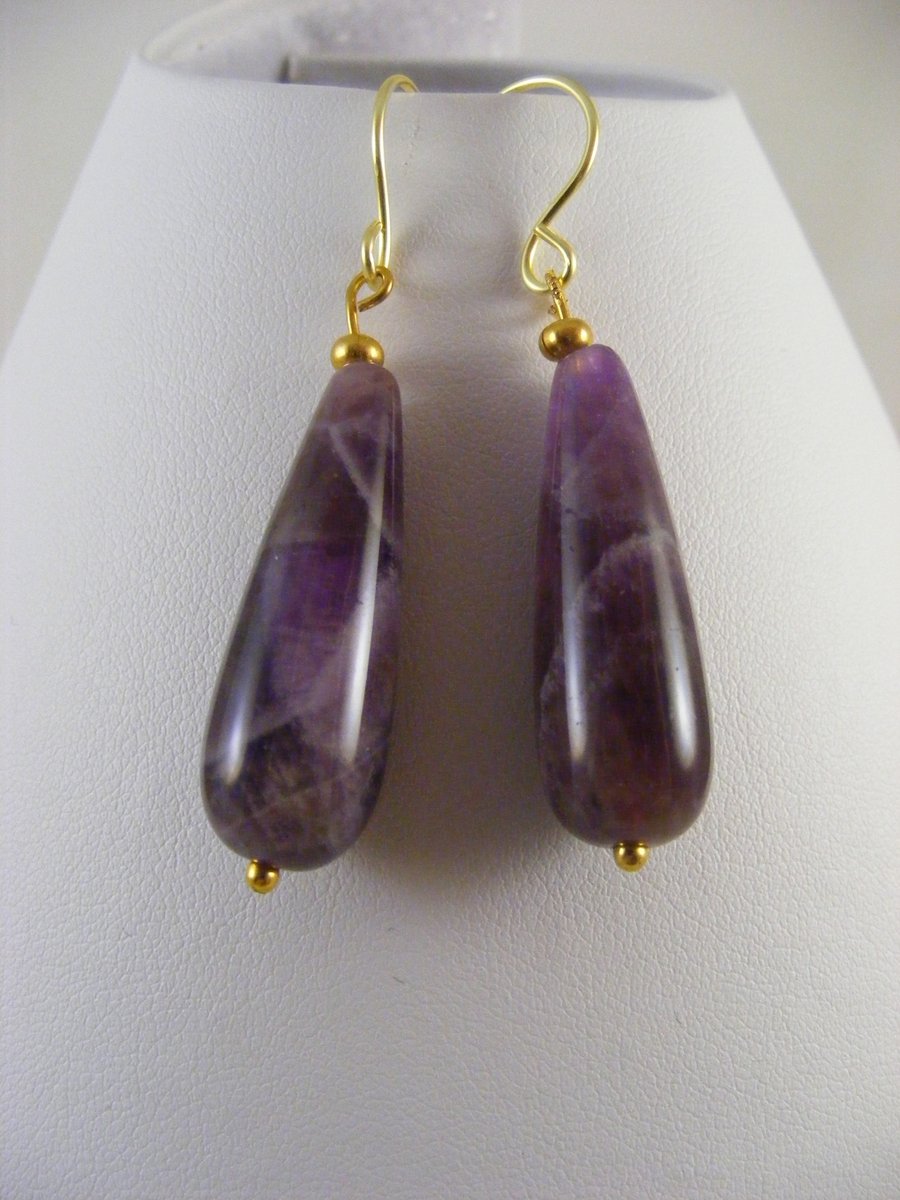 Amethyst Gemstone Drop Earrings.