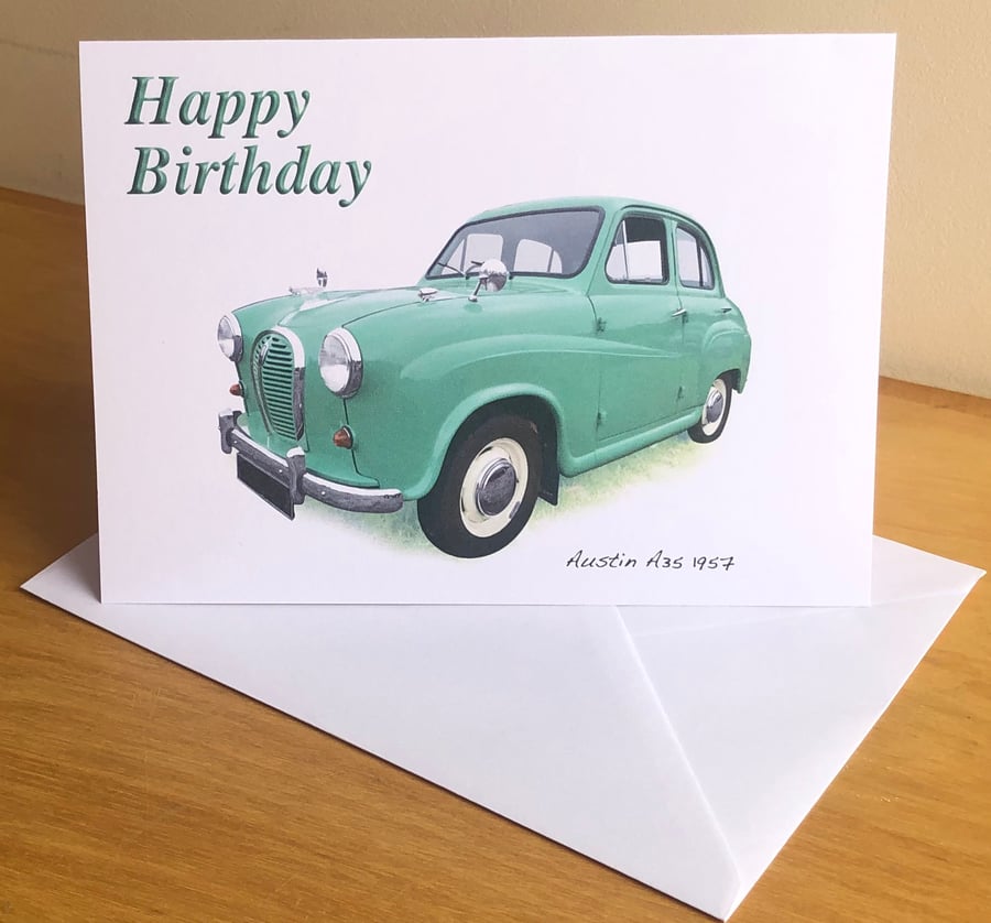 Austin A35 1957 - Birthday, Anniversary, Retirement or Plain Card